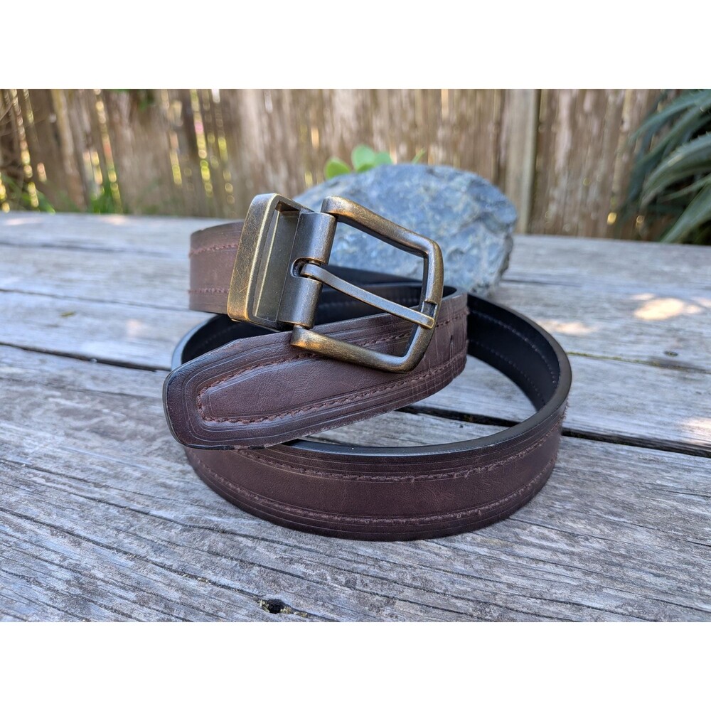 Vintage Mens Large Reversible Leather Belt